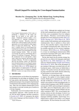 Mixed-Lingual Pre-training for Cross-lingual Summarization