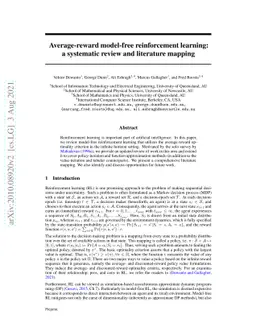 Average-reward model-free reinforcement learning: a systematic review
  and literature mapping