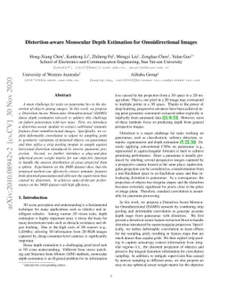 Distortion-aware Monocular Depth Estimation for Omnidirectional Images