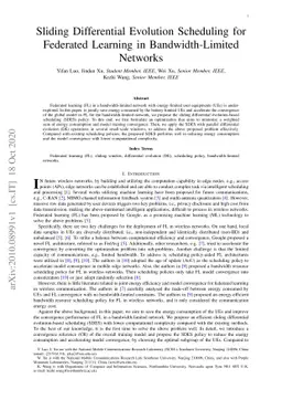 Sliding Differential Evolution Scheduling for Federated Learning in
  Bandwidth-Limited Networks