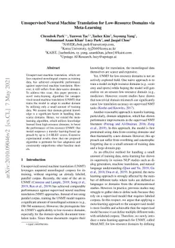 Unsupervised Neural Machine Translation for Low-Resource Domains via
  Meta-Learning