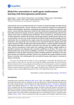 Model-free conventions in multi-agent reinforcement learning with
  heterogeneous preferences