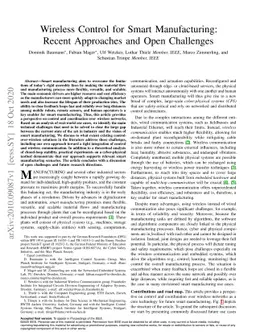 Wireless Control for Smart Manufacturing: Recent Approaches and Open
  Challenges