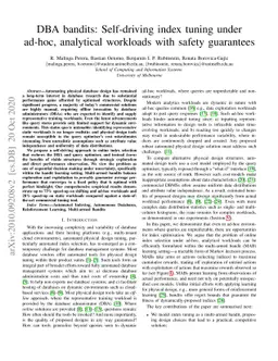 DBA bandits: Self-driving index tuning under ad-hoc, analytical
  workloads with safety guarantees