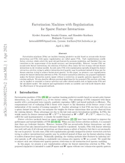 Factorization Machines with Regularization for Sparse Feature
  Interactions