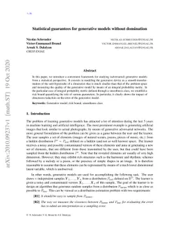 Statistical guarantees for generative models without domination