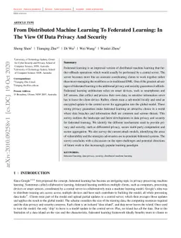 From Distributed Machine Learning To Federated Learning: In The View Of
  Data Privacy And Security