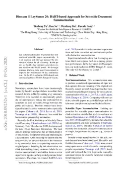 Dimsum @LaySumm 20: BART-based Approach for Scientific Document
  Summarization