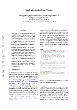 Global Attention for Name Tagging