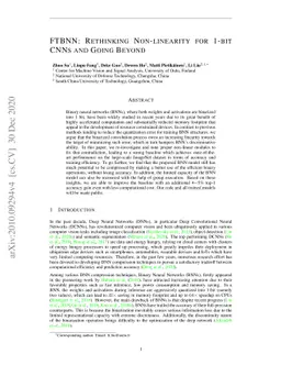 FTBNN: Rethinking Non-linearity for 1-bit CNNs and Going Beyond
