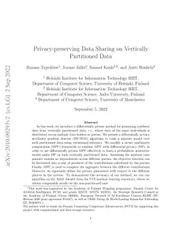 Privacy-preserving Data Sharing on Vertically Partitioned Data