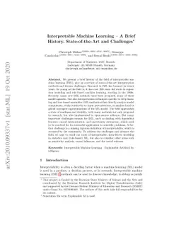 Interpretable Machine Learning -- A Brief History, State-of-the-Art and
  Challenges