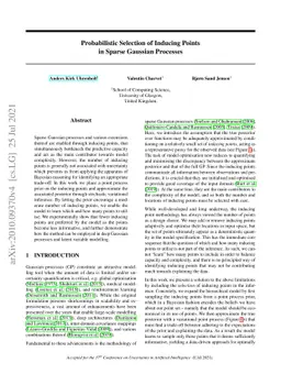 Probabilistic selection of inducing points in sparse Gaussian processes