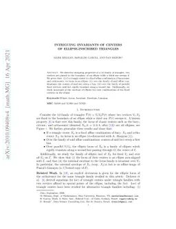 Intriguing Invariants of Centers of Ellipse-Inscribed Triangles