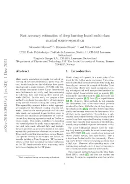 Fast accuracy estimation of deep learning based multi-class musical
  source separation
