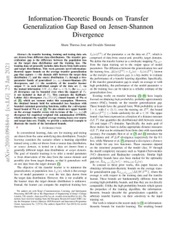 Information-Theoretic Bounds on Transfer Generalization Gap Based on
  Jensen-Shannon Divergence