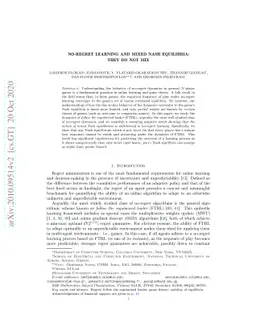 No-regret learning and mixed Nash equilibria: They do not mix