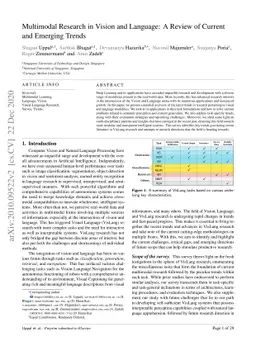 Multimodal Research in Vision and Language: A Review of Current and
  Emerging Trends