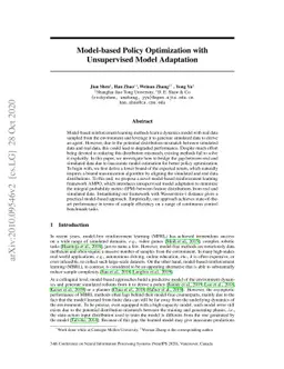 Model-based Policy Optimization with Unsupervised Model Adaptation