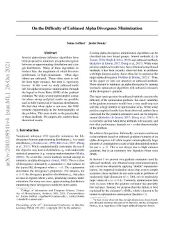 On the Difficulty of Unbiased Alpha Divergence Minimization
