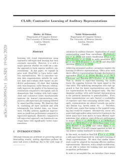 CLAR: Contrastive Learning of Auditory Representations