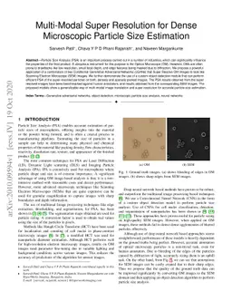 Multi-Modal Super Resolution for Dense Microscopic Particle Size
  Estimation