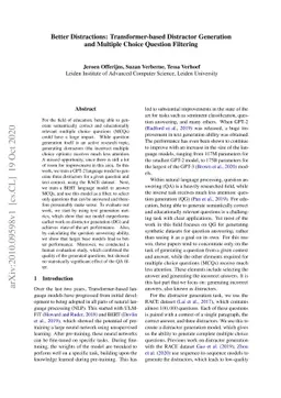 Better Distractions: Transformer-based Distractor Generation and
  Multiple Choice Question Filtering