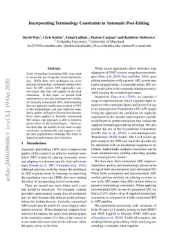 Incorporating Terminology Constraints in Automatic Post-Editing