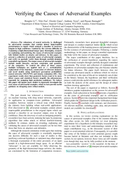 Verifying the Causes of Adversarial Examples