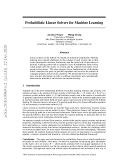Probabilistic Linear Solvers for Machine Learning