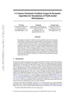 A Contour Stochastic Gradient Langevin Dynamics Algorithm for
  Simulations of Multi-modal Distributions