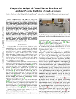 Comparative Analysis of Control Barrier Functions and Artificial
  Potential Fields for Obstacle Avoidance