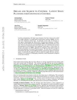 Dream and Search to Control: Latent Space Planning for Continuous
  Control