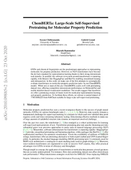 ChemBERTa: Large-Scale Self-Supervised Pretraining for Molecular
  Property Prediction