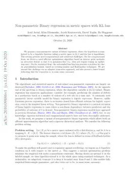 Non-parametric Binary regression in metric spaces with KL loss