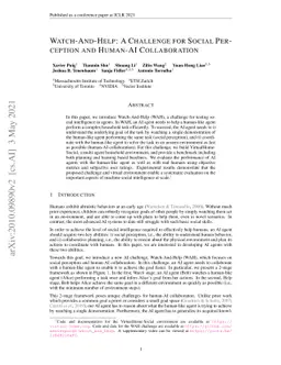 Watch-And-Help: A Challenge for Social Perception and Human-AI
  Collaboration
