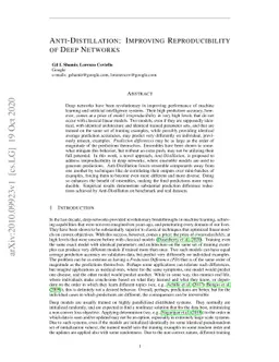 Anti-Distillation: Improving reproducibility of deep networks