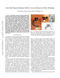Survivable Hyper-Redundant Robotic Arm with Bayesian Policy Morphing