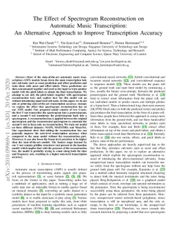 The Effect of Spectrogram Reconstruction on Automatic Music
  Transcription: An Alternative Approach to Improve Transcription Accuracy