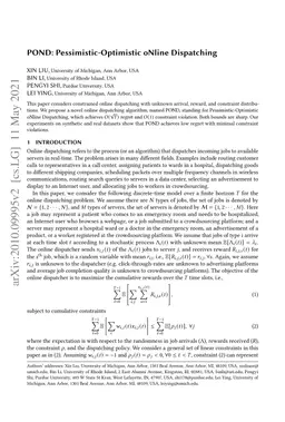 POND: Pessimistic-Optimistic oNline Dispatching