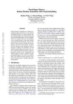 Word Shape Matters: Robust Machine Translation with Visual Embedding