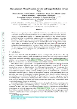 AbuseAnalyzer: Abuse Detection, Severity and Target Prediction for Gab
  Posts