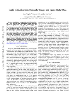Depth Estimation from Monocular Images and Sparse Radar Data