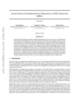 Light Field Compression by Residual CNN Assisted JPEG