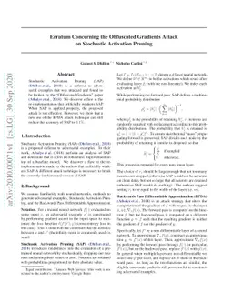 Erratum Concerning the Obfuscated Gradients Attack on Stochastic
  Activation Pruning