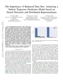 The Importance of Balanced Data Sets: Analyzing a Vehicle Trajectory
  Prediction Model based on Neural Networks and Distributed Representations