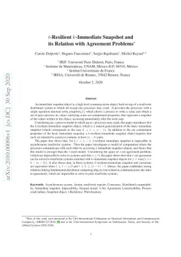 $t$-Resilient $k$-Immediate Snapshot and its Relation with Agreement
  Problems