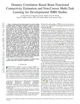 Distance Correlation Based Brain Functional Connectivity Estimation and
  Non-Convex Multi-Task Learning for Developmental fMRI Studies