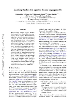 Examining the rhetorical capacities of neural language models