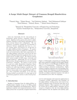 A Large Multi-Target Dataset of Common Bengali Handwritten Graphemes